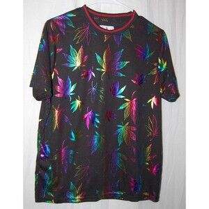 Kronic Prints Black Rainbow Men's T-Shirt Marijuana Weed Size S NWT